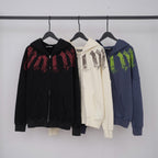 Palm Angels Faded Red Gothic Zip‑Up Oversized Hoodie