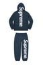 Supreme Side Logo Hoodie & Sweatpants Set – Navy