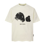PALM ANGELS DISTORTED BEAR PRINT OFF‑WHITE OVERSIZED T‑SHIRT