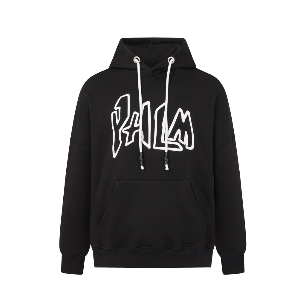 Palm Angels Graffiti Outline Logo Oversized Pullover Hoodie