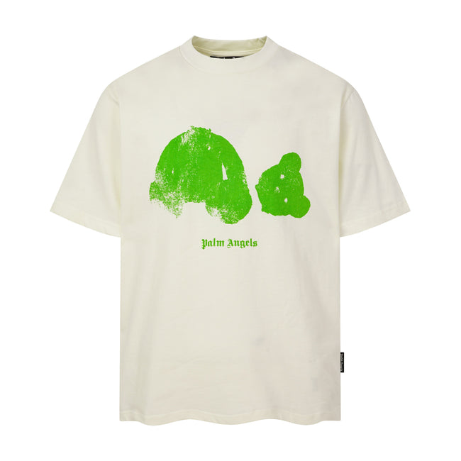 PALM ANGELS GREEN DISTRESSED BEAR OFF‑WHITE OVERSIZED T‑SHIRT Hover Image