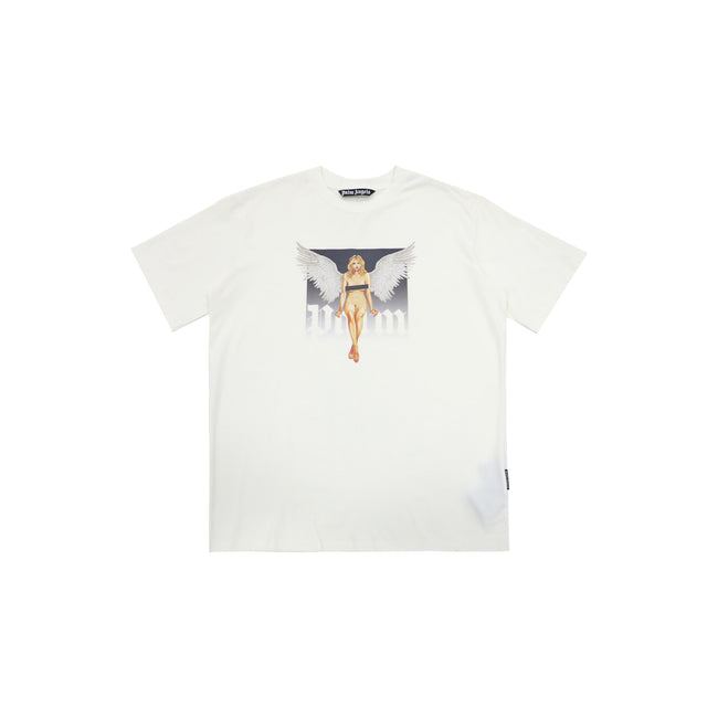 PALM ANGELS ANGEL WOMAN GRAPHIC OFF‑WHITE OVERSIZED T‑SHIRT Hover Image