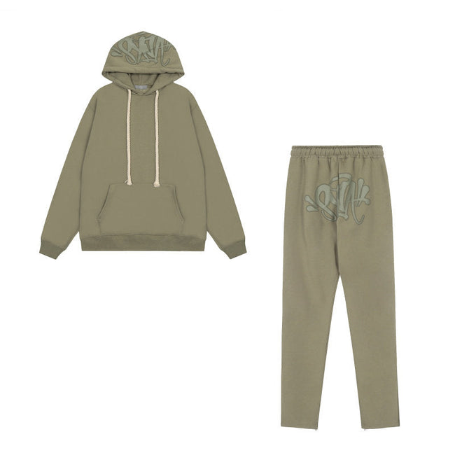 Syna World Graphic Fleece Hoodie Tracksuit Set (Sage Green) Hover Image