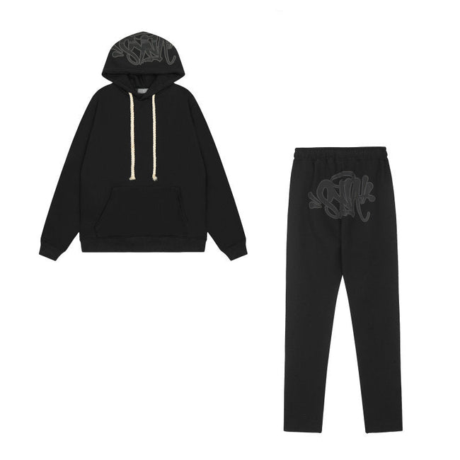 Syna World Graphic Fleece Hoodie Tracksuit Set (Black) Hover Image