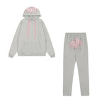 Syna World Graphic Fleece Hoodie Tracksuit Set (Grey / Pink)