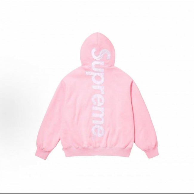 Supreme Pink Vertical Logo Hoodie Hover Image