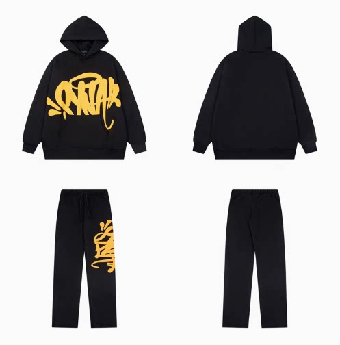 Syna world Graffiti Logo Black Hoodie And Sweatpants Set Hover Image