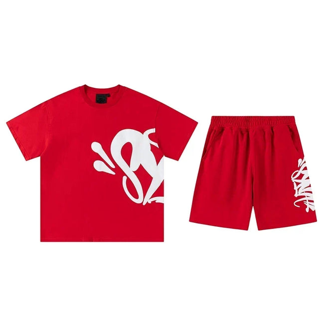 Syna World T-Shirt and Shorts Set (Red / White) Hover Image