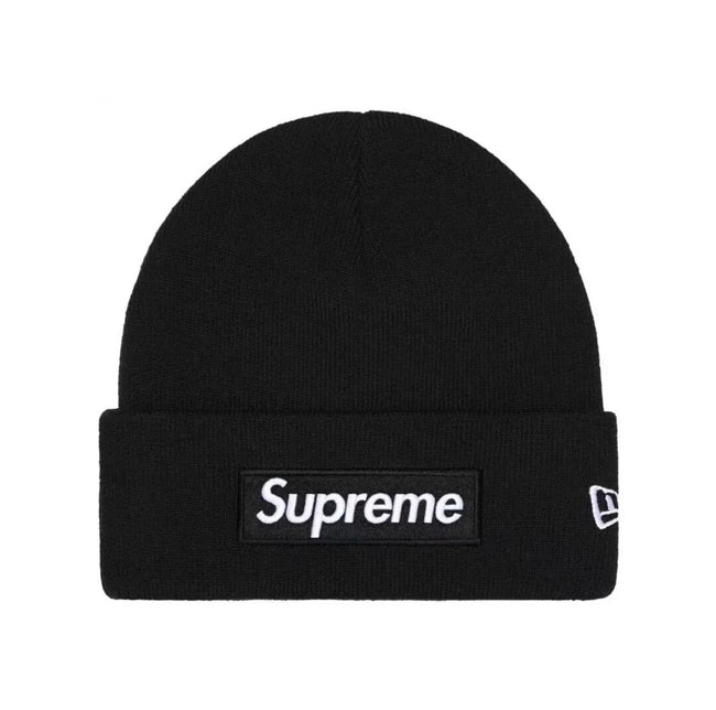 Supreme New Era Box Logo Beanie Fw25 Black Knit Cuffed Hat Hover Image