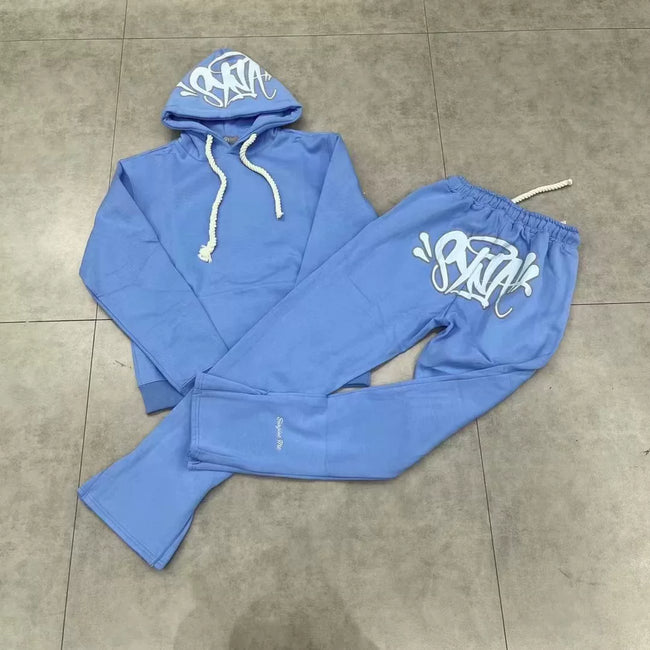 Syna World Graphic Fleece Hoodie Tracksuit Set (Baby Blue / White) Hover Image