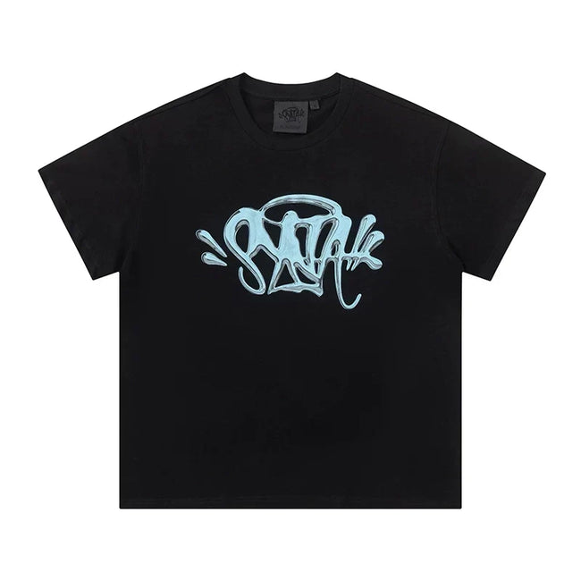 Syna World Vintage Oversized Graffiti Tag Graphic Tee (Black / Light Blue) Hover Image