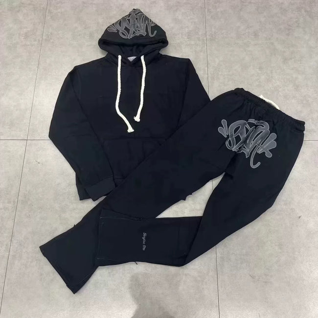Syna World Graphic Fleece Hoodie Tracksuit Set (Black) Main Image