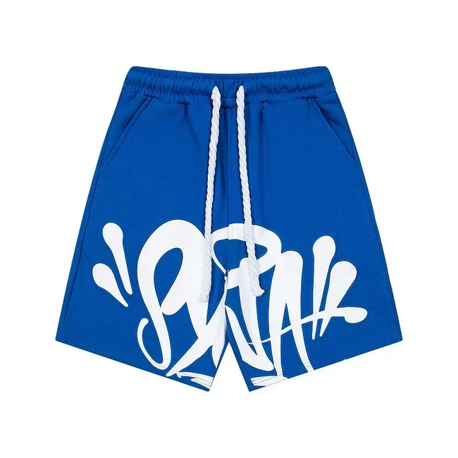 Syna World Graphic Fleece Shorts (Blue / White Outline) Hover Image