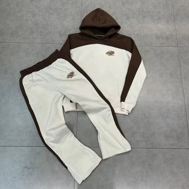 Syna World Fleece Hoodie Tracksuit Set (Brown / Off-White) Hover Image