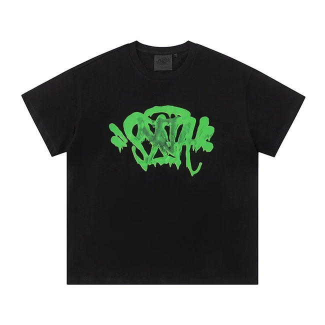 Syna World Vintage Oversized Graffiti Tag Graphic Tee (Black / Green) Hover Image