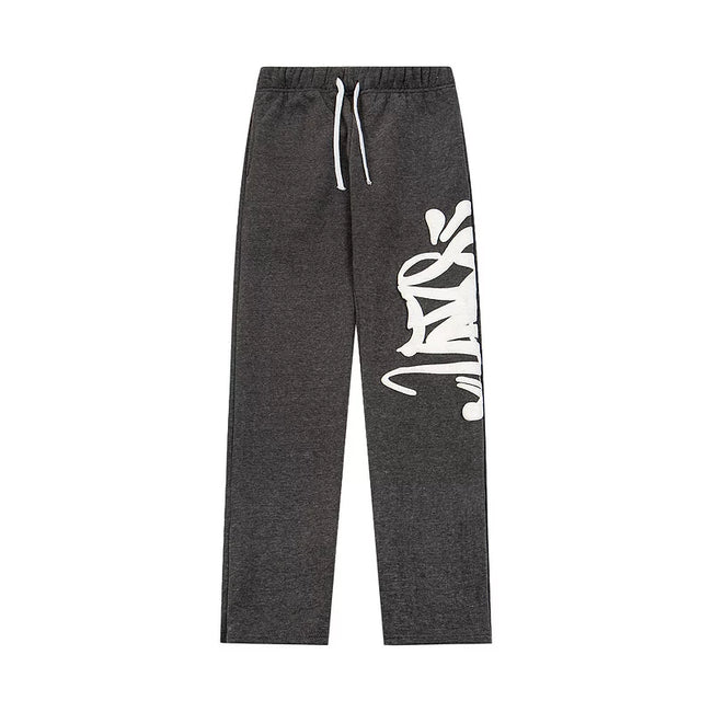 Syna World Vintage Loose-Fit Graffiti Graphic Sweatpants (Dark Grey / White) Hover Image