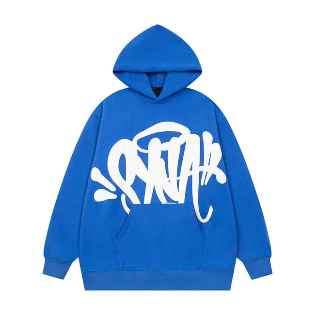 Syna world Drill Graffiti Logo Blue Pullover Hoodie Hover Image