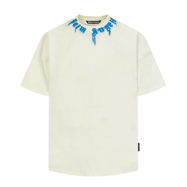 PALM ANGELS BLUE NECK LOGO OVERSIZED T‑SHIRT Hover Image