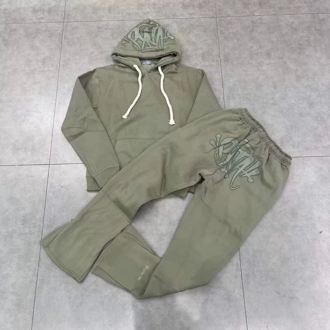 Syna World Graphic Fleece Hoodie Tracksuit Set (Sage Green) Main Image