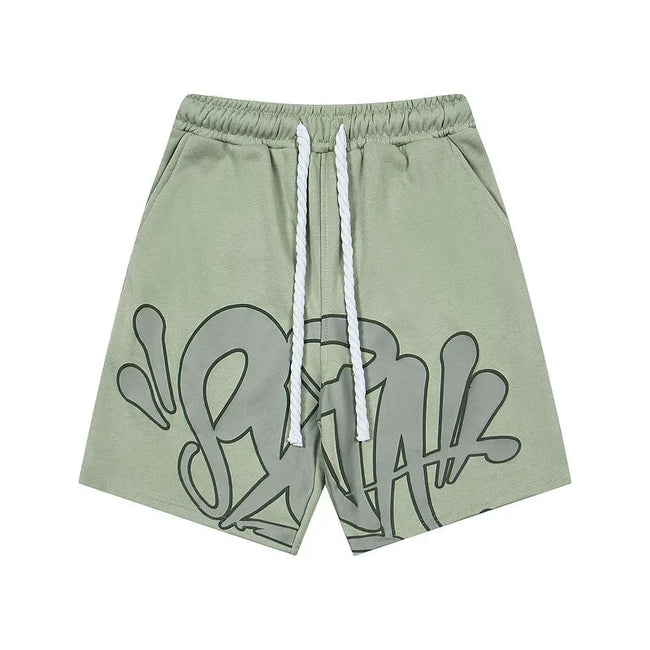 Syna World Graphic Fleece Shorts (Sage Green / Grey) Hover Image