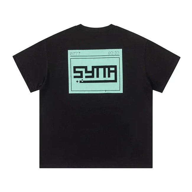 Syna World Pixel Tech Box Logo Oversized Tee (Black / Mint Green) Hover Image