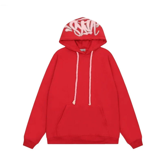 Syna World Hood Graphic Pullover Hoodie (Red) Hover Image