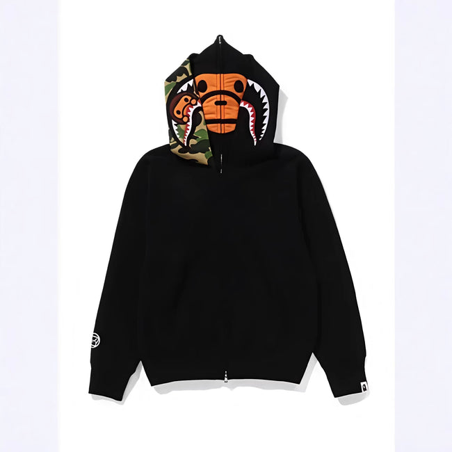 A Bathing Ape Milo Shark Double Hood Zip Up Hoodie Multiple Colors Main Image