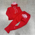 Syna World Graphic Fleece Hoodie Tracksuit Set (Red)