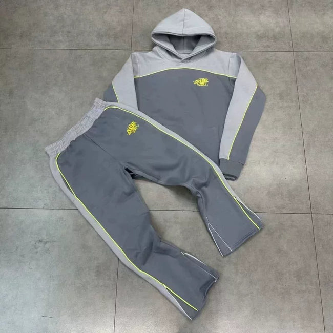 Syna World Fleece Hoodie Tracksuit Set (Grey / Yellow) Hover Image