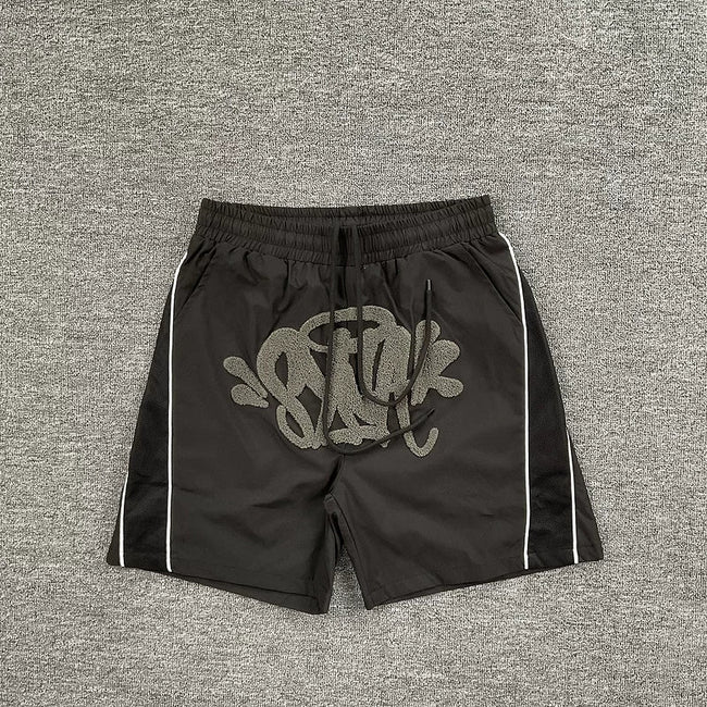 Syna World Graphic Nylon Shorts (Black) Hover Image