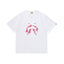 BAPE Style Camo Shark Full-Zip Motif Short-Sleeve Tee - White/Pink