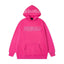 Syna World Hood Print Logo Oversized Fleece Hoodie (Hot Pink / White)