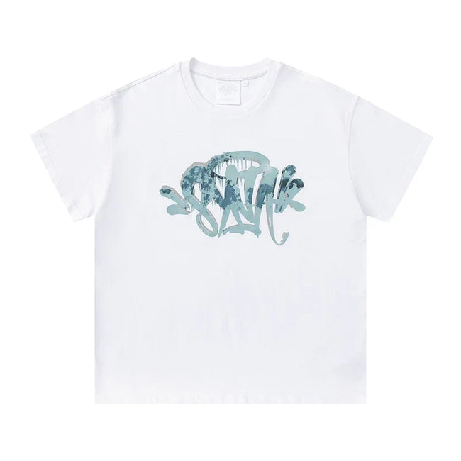 Syna World Vintage Oversized Camo Graffiti Graphic Tee (White / Blue Camo) Hover Image