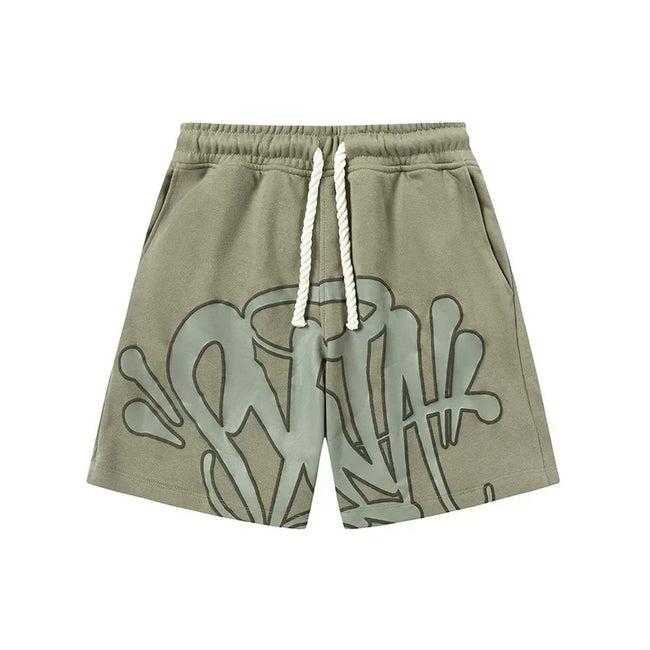 Syna World Graphic Fleece Shorts (Sage Green / Grey) Hover Image