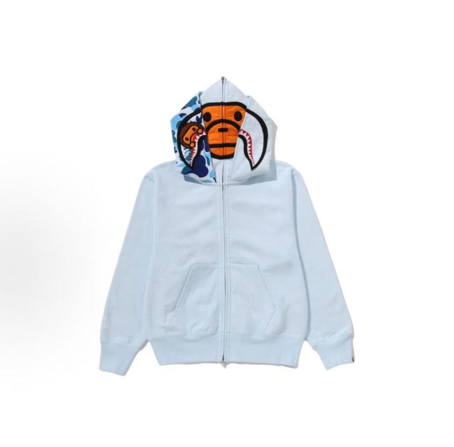 A Bathing Ape Milo Shark Double Hood Zip Up Hoodie Multiple Colors Hover Image