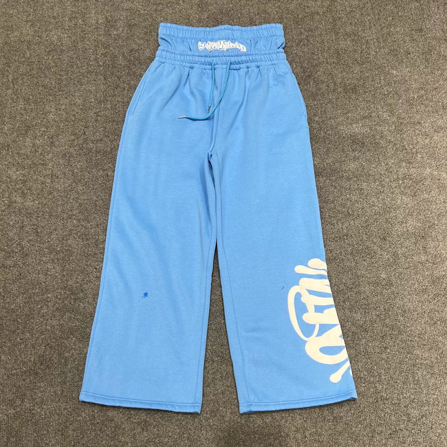Syna World Double Waistband Layered Graphic Fleece Sweatpants (Blue / White) Hover Image