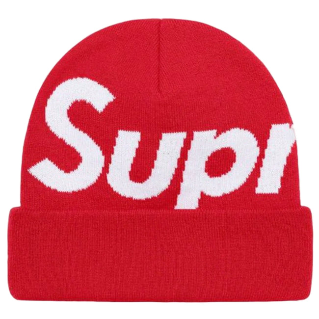 Supreme Big Logo Beanie Fw25 Red Cuffed Knit Winter Hat Hover Image