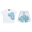 Syna World T-Shirt and Shorts Set (White / Light Blue)