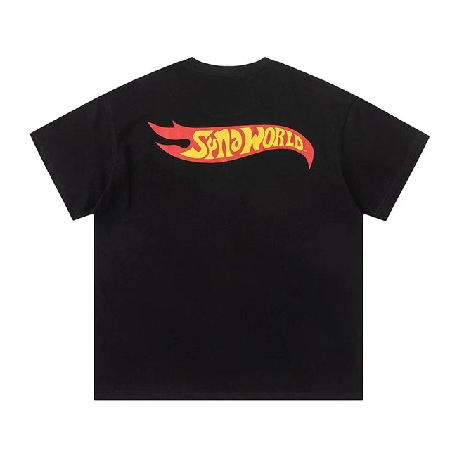 Syna World Hot Wheels Flame Graphic Oversized Tee (Black / Red / Yellow) Hover Image