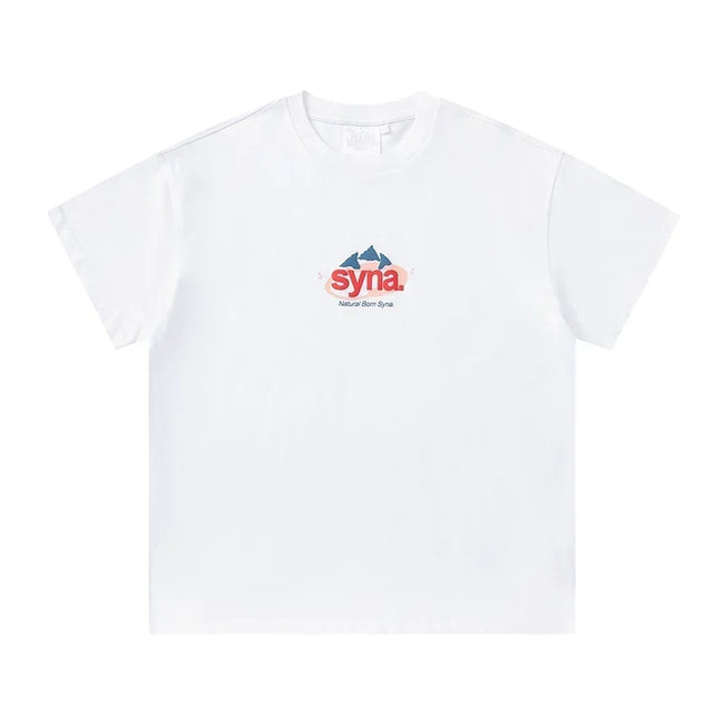 Syna World Vintage Oversized Mountain Graphic Tee (White / Red / Blue) Hover Image