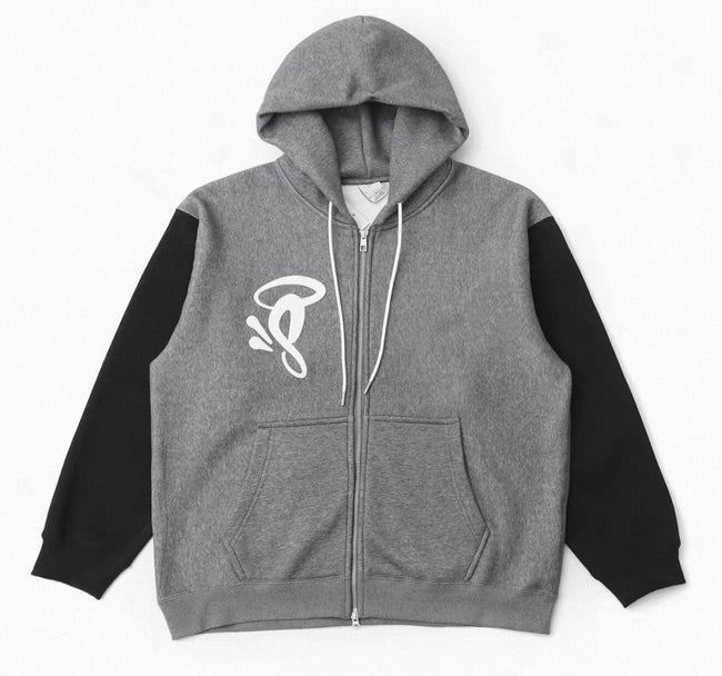 Syna world Contrast Sleeve Graphic Zip Up Hoodie Hover Image