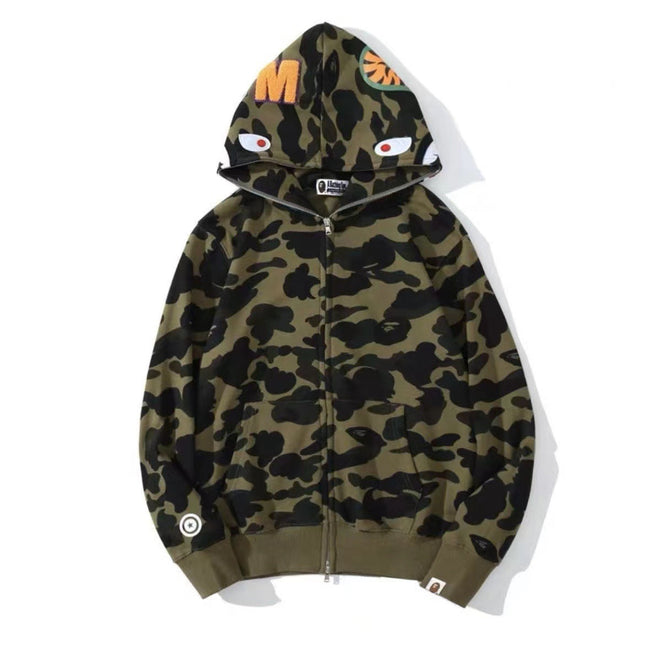 BAPE Shark Camo Full Zip Hoodie Black Hover Image