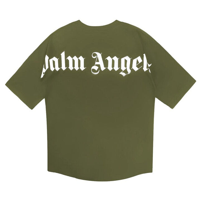 PALM ANGELS BACK BIG LOGO T‑SHIRT OLIVE GREEN Hover Image