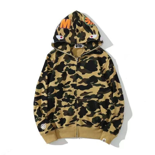 BAPE Shark Camo Full Zip Hoodie Green Hover Image