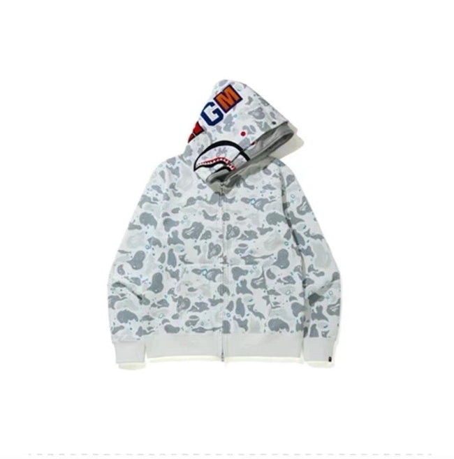 Bape Shark Double-Layer Hood Ice Camo Zip Hover Image